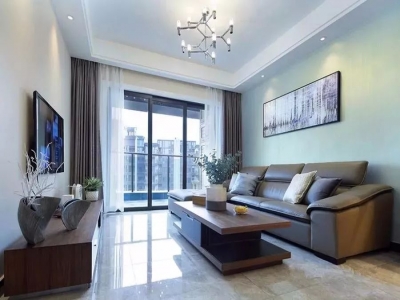 89㎡现代简约小家，客厅的大理石设计真的很大气！