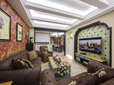 120㎡美式混搭风，漂亮的电视背景墙人见人夸！