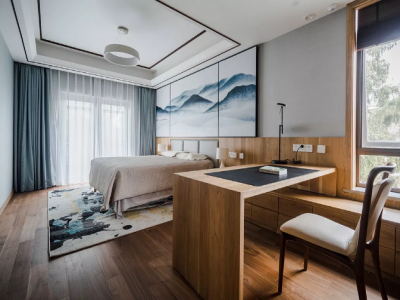 73平的简约风小户型二居室，沙发背景墙用玻璃代替